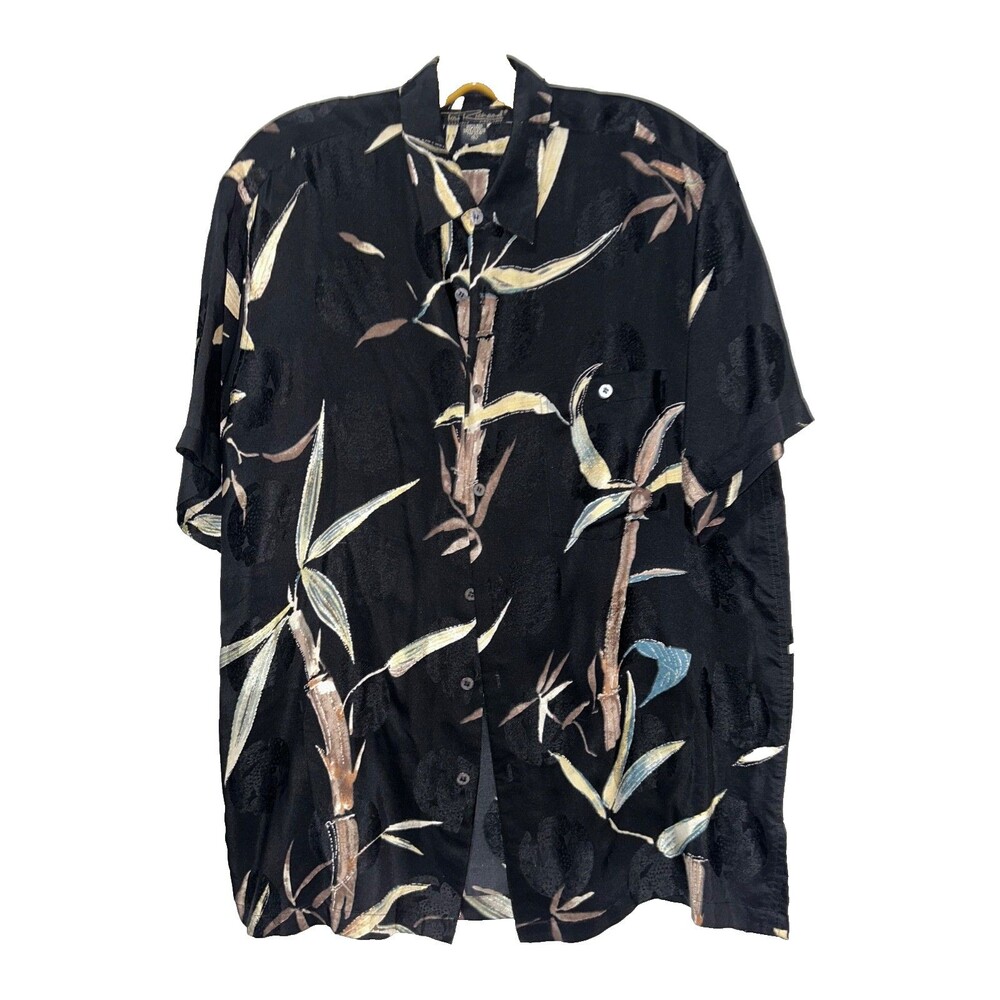 Tori Richard Men's Silk Button Down Shirt size L Short Sleeve Tropical Print